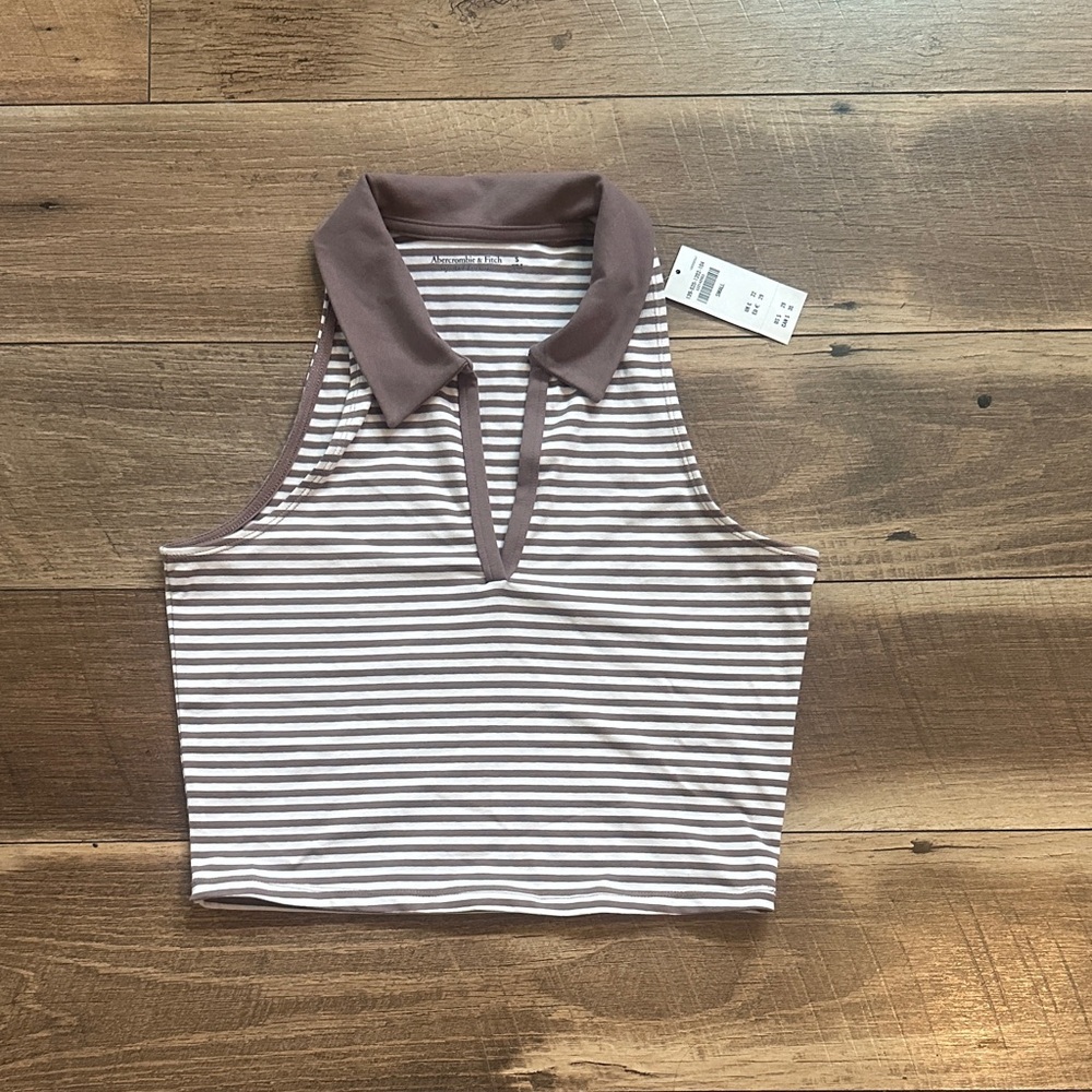 NWT - Abercrombie & Fitch - Striped Sleeveless Collared Top - Size small